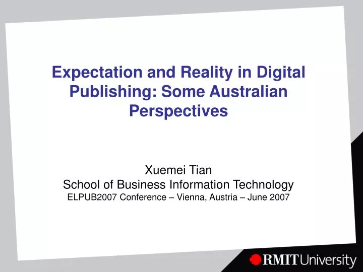 expectation and reality in digital publishing some australian perspectives