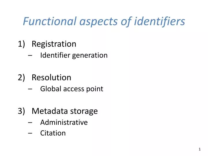 functional aspects of identifiers
