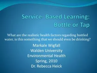 Service- Based Learning: Bottle or Tap