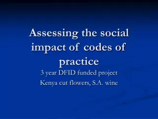 Assessing the social impact of codes of practice