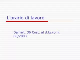 l orario di lavoro