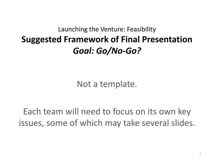 launching the venture feasibility suggested framework of final presentation goal go no go