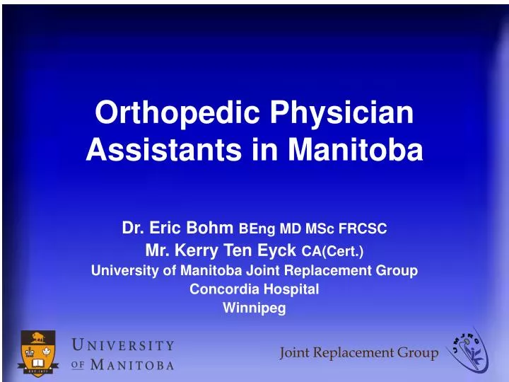 orthopedic physician assistants in manitoba