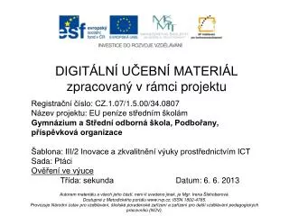 digit ln u ebn materi l zpracovan v r mci projektu