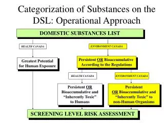 Categorization of Substances on the DSL: Operational Approach