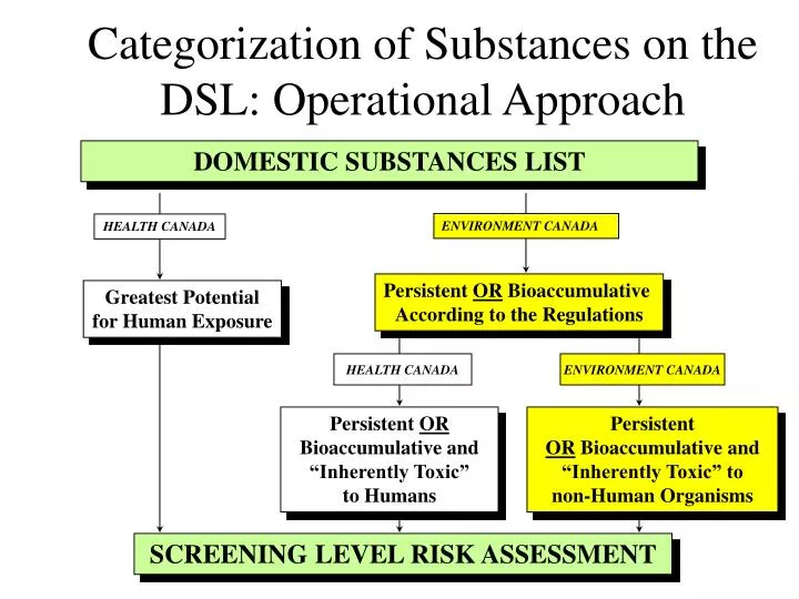 categorization of substances on the dsl operational approach