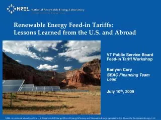 Renewable Energy Feed-in Tariffs: Lessons Learned from the U.S. and Abroad