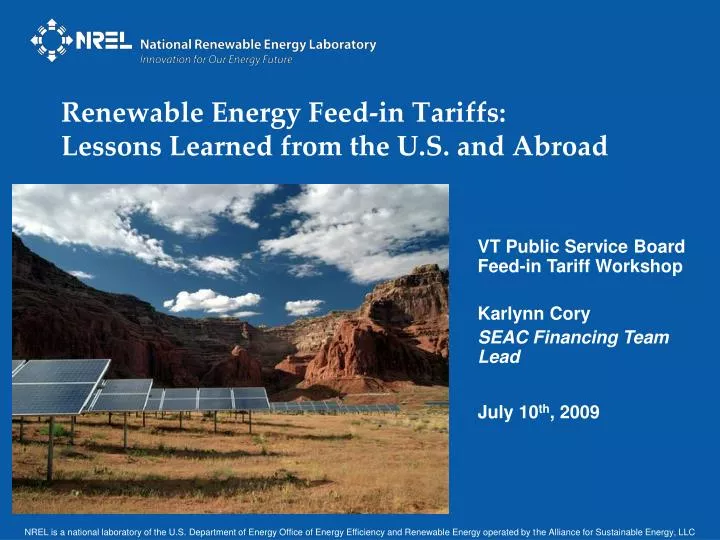 renewable energy feed in tariffs lessons learned from the u s and abroad