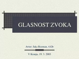 glasnost zvoka