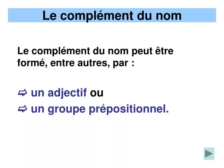 le compl ment du nom