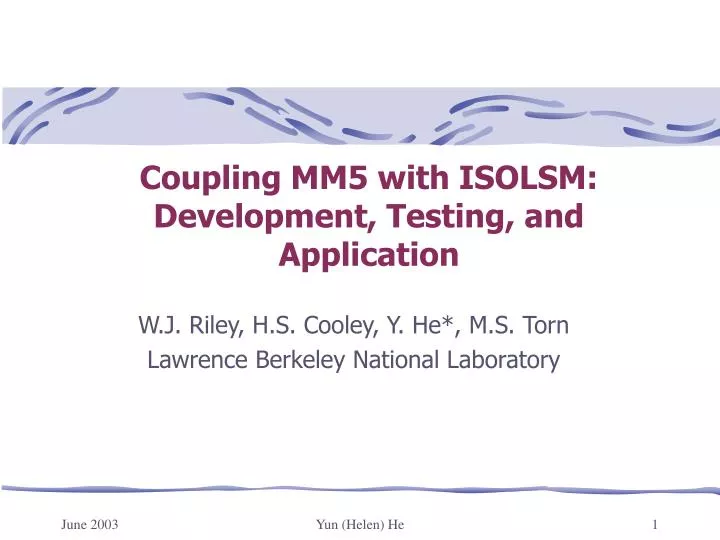 coupling mm5 with isolsm development testing and application