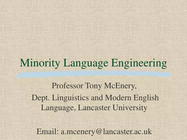 minority language engineering