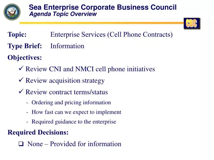sea enterprise corporate business council agenda topic overview
