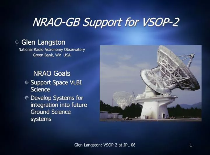 nrao gb support for vsop 2