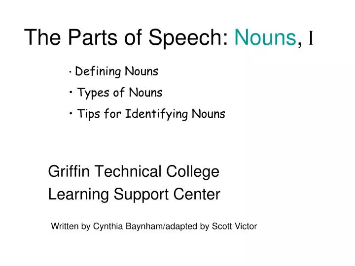 the parts of speech nouns i