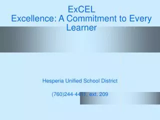 ExCEL Excellence: A Commitment to Every Learner