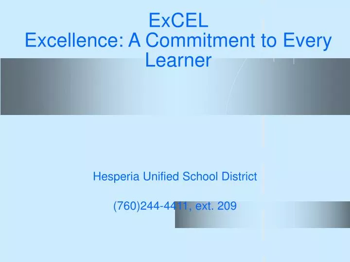 excel excellence a commitment to every learner