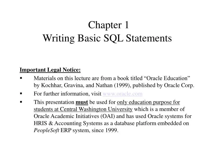 chapter 1 writing basic sql statements