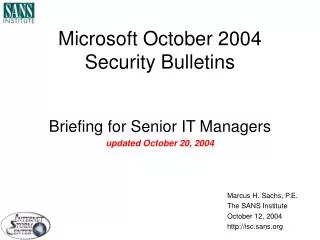 Microsoft October 2004 Security Bulletins
