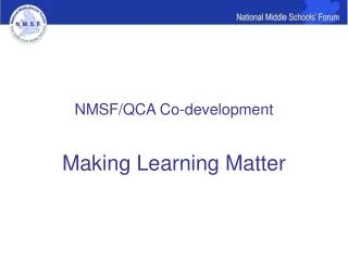 NMSF/QCA Co-development