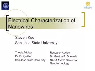 Electrical Characterization of Nanowires