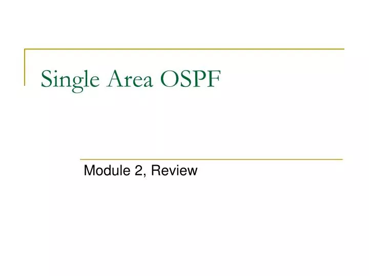 single area ospf