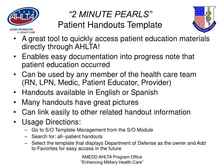 2 minute pearls patient handouts template