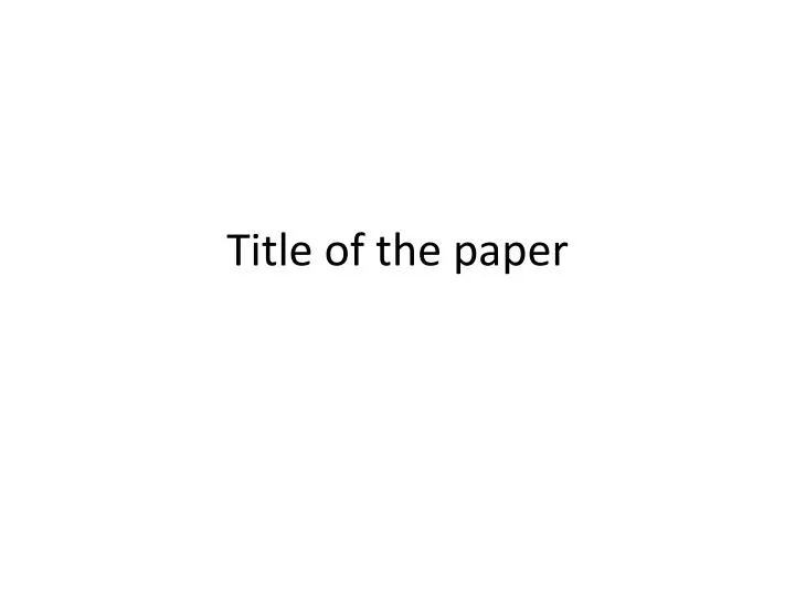 title of the paper