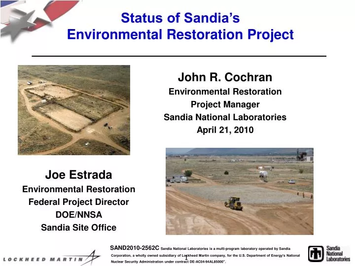 status of sandia s environmental restoration project