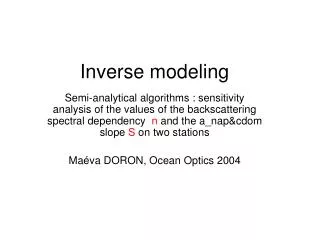 Inverse modeling