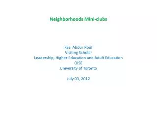 Neighborhoods Mini-clubs