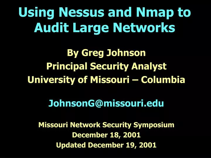 using nessus and nmap to audit large networks