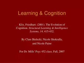 Learning &amp; Cognition