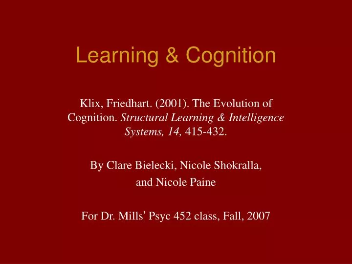 learning cognition