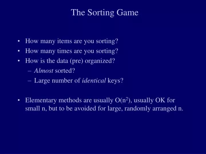 the sorting game