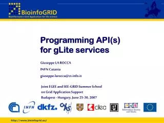 Programming API(s) for gLite services