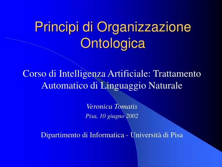 principi di organizzazione ontologica