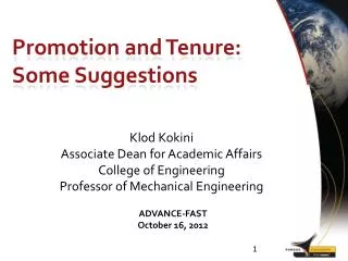 Promotion and Tenure: Some Suggestions