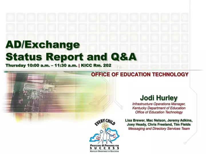 ad exchange status report and q a thursday 10 00 a m 11 30 a m kicc rm 202