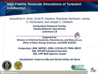 High-Fidelity Terascale Simulations of Turbulent Combustion