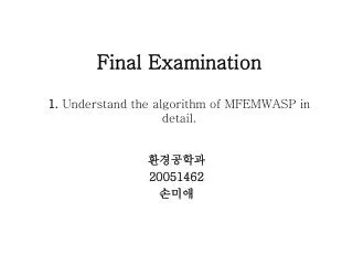final examination 1 understand the algorithm of mfemwasp in detail