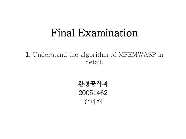 final examination 1 understand the algorithm of mfemwasp in detail