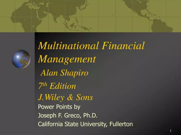 multinational financial management alan shapiro 7 th edition j wiley sons