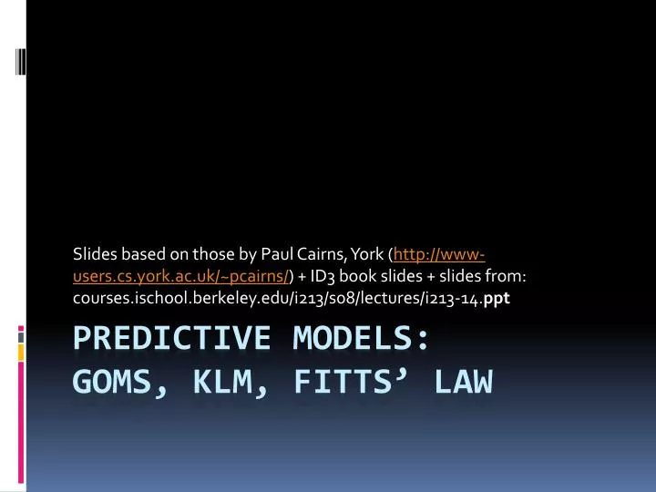 predictive models goms klm fitts law