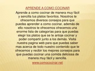 aprende a como cocinar de manera facil