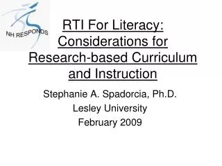 RTI For Literacy: Considerations for Research-based Curriculum and Instruction