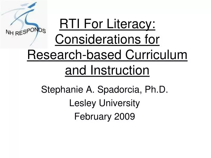 rti for literacy considerations for research based curriculum and instruction