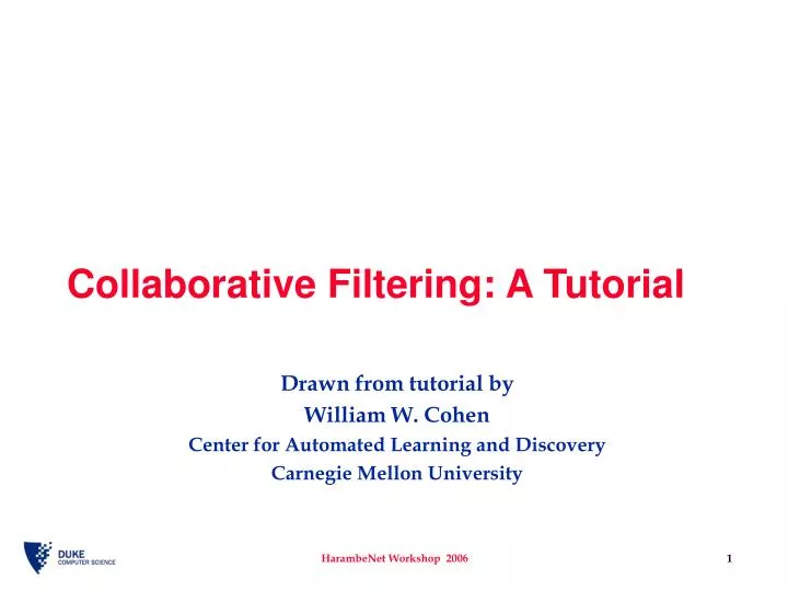 collaborative filtering a tutorial
