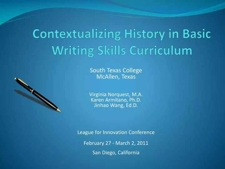 contextualizing history in basic writing skills curriculum