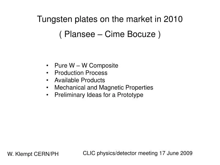 tungsten plates on the market in 2010 plansee cime bocuze